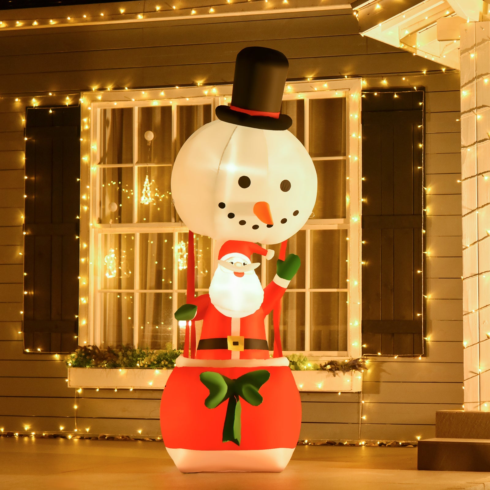 8ft Christmas Inflatable Santa Claus On Snowman Hot