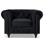 Button Tufted Velvet Living Room Armchair | Black