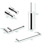 Bathroom Accessory Set 5 Pcs Hooks Rail Toilet Brush&paper Holder | Polished Stainless Steel