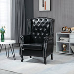 Chesterfield Style Wing Back Armchair Tufted Accent Chair | One Size | Black