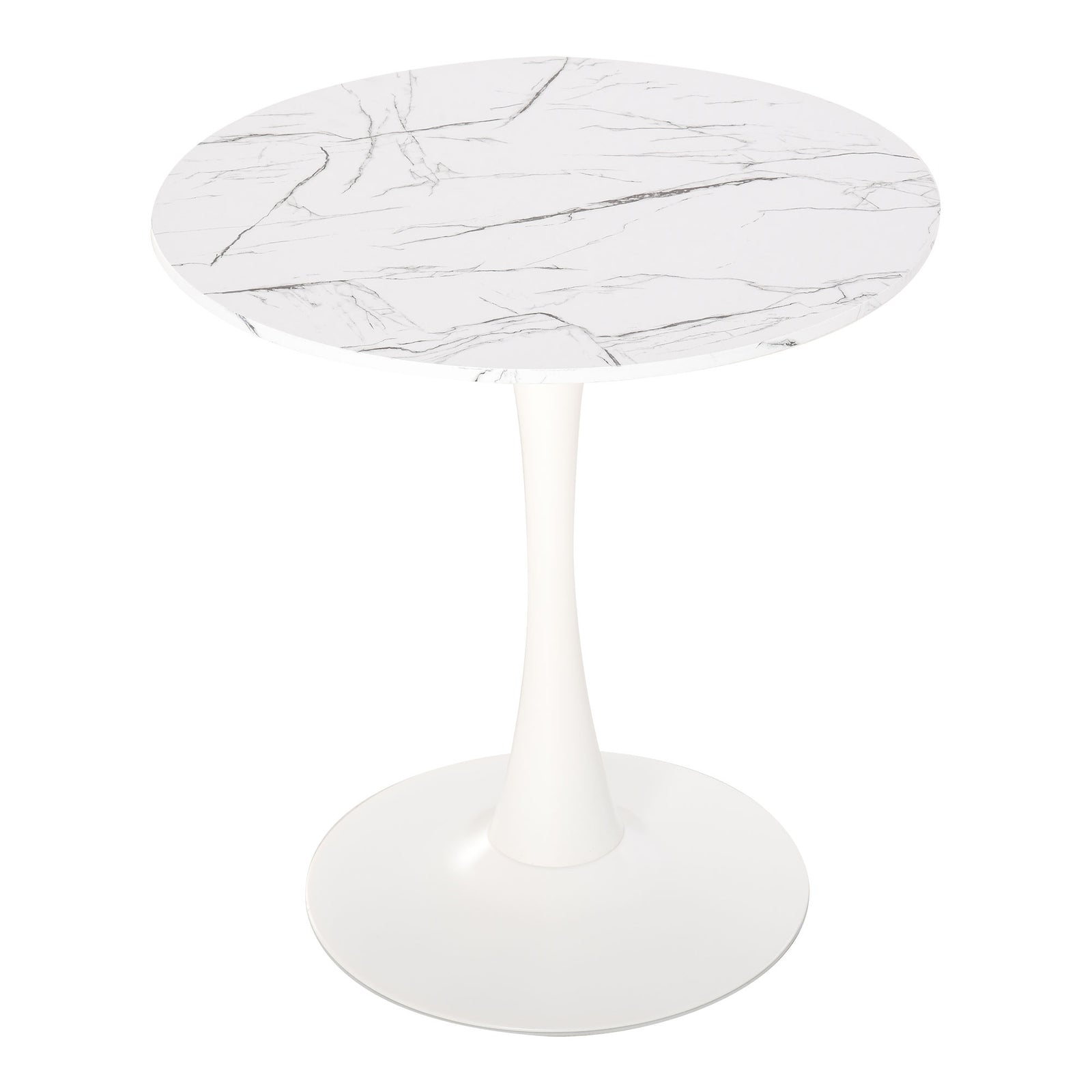 Modern Round Dining Table Leisure Coffee Bistro Table Metal | White