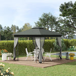 3x3m Garden Gazebo, Double Roof With Netting