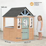 AIYAPLAY Playhouse For Kids, Wooden Wendy House With Pet Door, Play Kitchen