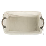 Wicker Shallow Lined Antique Wash Storage Basket | Small | White