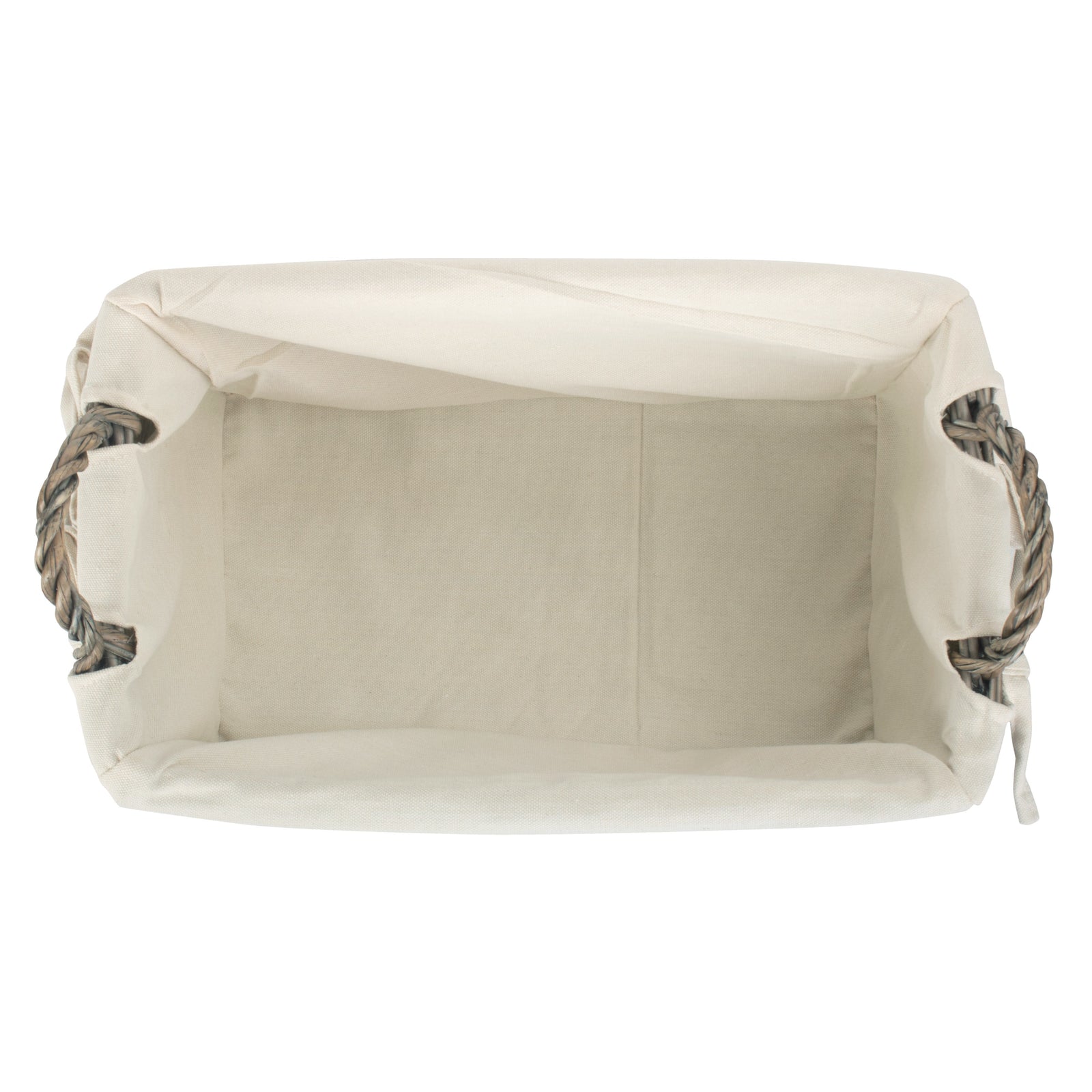 Wicker Shallow Lined Antique Wash Storage Basket | Small | White