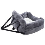 Cozy Dog Car Seat Bed With Storage Pocket And Adjustable Strap