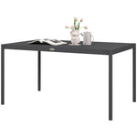 145cm Garden Table For 6, Slatted Aluminum Top, Dark Grey