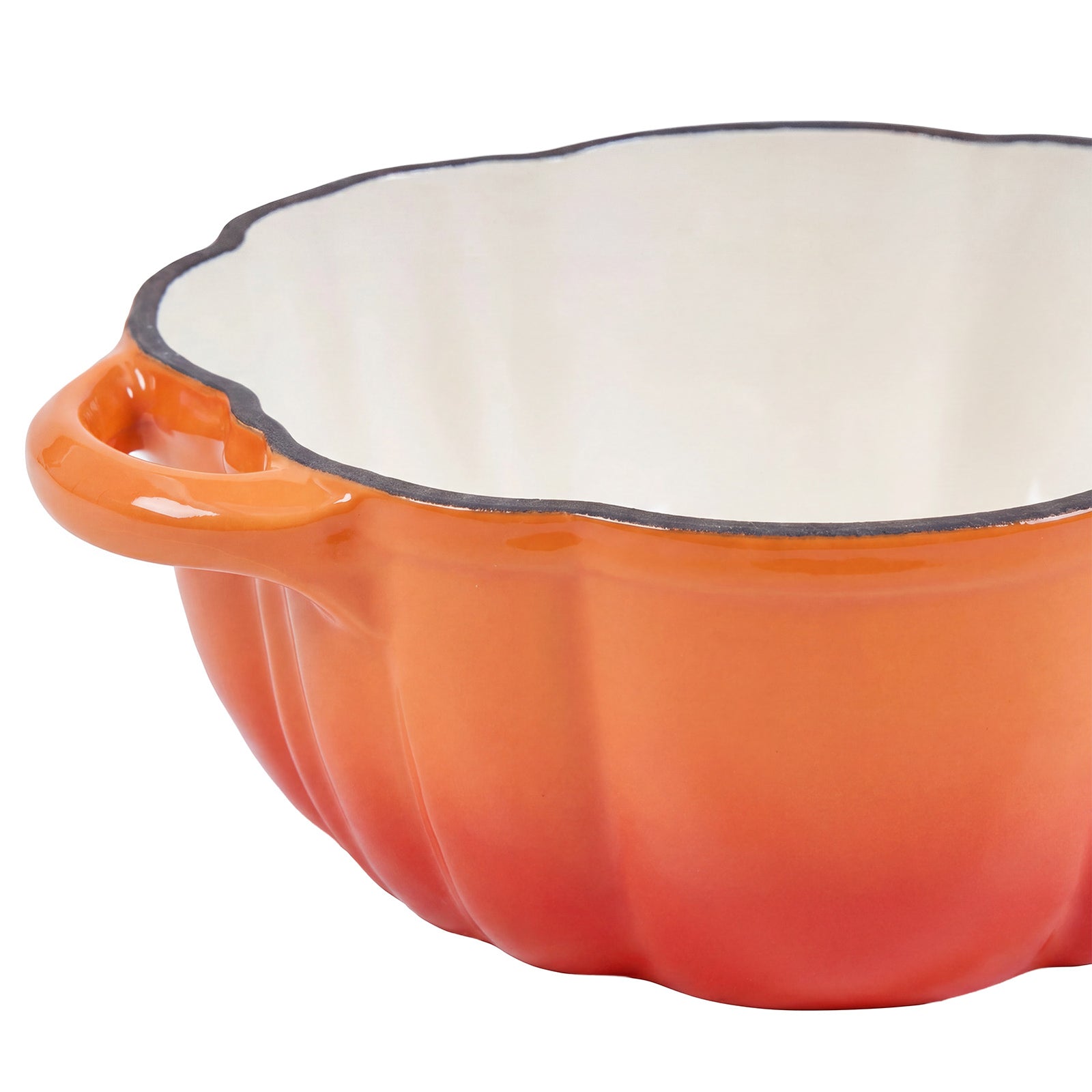 Enamelled Cast Iron Pumpkin Dutch Oven With Lid And Handles | Orange