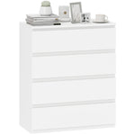 HOMCOM Chest Of Drawers, 4 Drawer Storage Cabinet Unit For Bedroom, White
