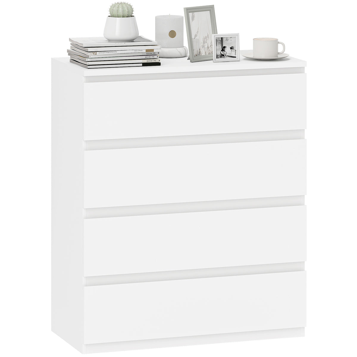 HOMCOM Chest Of Drawers, 4 Drawer Storage Cabinet Unit For Bedroom, White