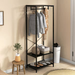 Coat Rack 2-in-1 Clothes Stand With Shoe Storage For Hallway | One Size | Black