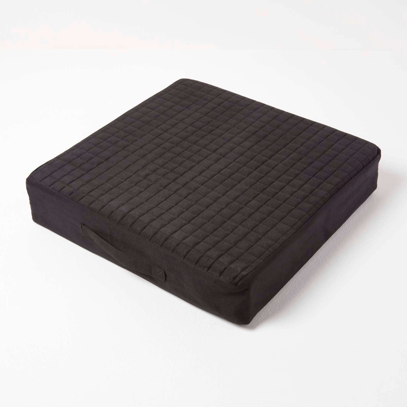 Quilted Polyester Armchair Booster Cushion Cover | 50cm x 50cm | Black