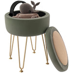 5l Velvet Footstool With Removable Lid For Bedroom | One Size | Green