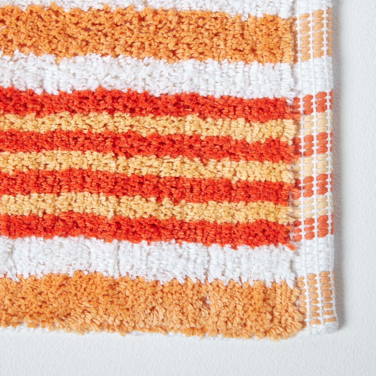Handloomed Striped Cotton Bath Mat | 40 x 60cm | Orange