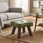 Pu Upholstered Footstool With Wooden Legs