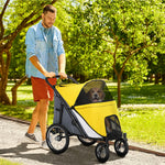 Foldable Pet Stroller With Cushion, For M, L Dogs | Yellow