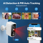 Spector 2k Wireless Security Camera Solar Powered Wifi Ai Detection Outdoor Pir