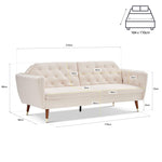 Victoria Velvet Sofa Bed 3 Seater | Cream