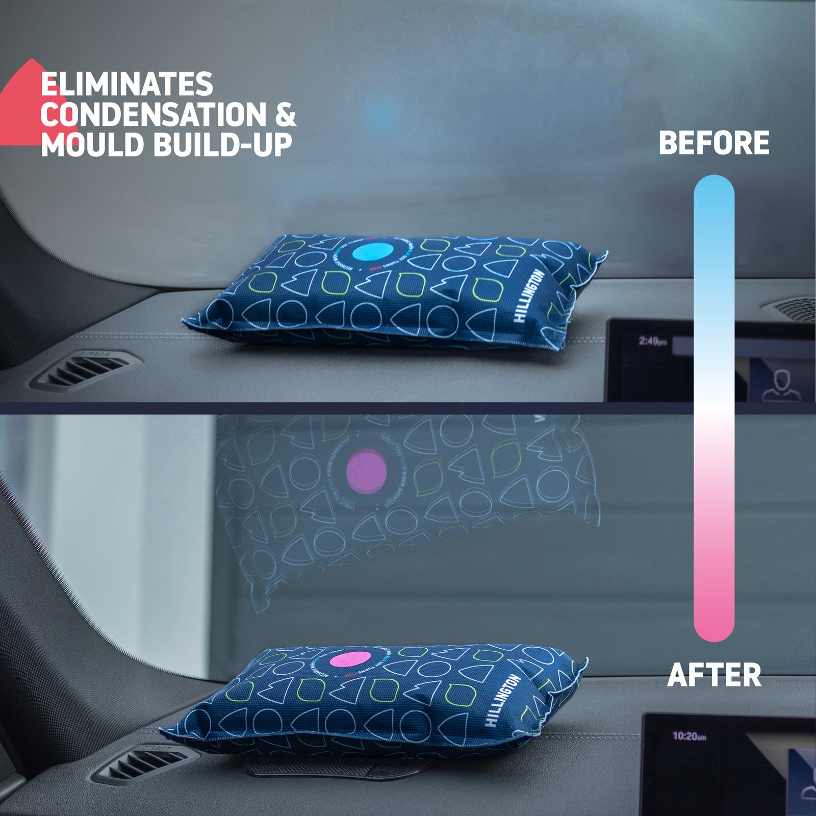 Hillington 1kg Car Dehumidifier Bags 2 Pack Reusable Moisture Absorbers