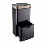 75l Sensor Recycling Bin With Food Caddy & 25 Bin Biodegradable Bags | 75L | Black & Copper
