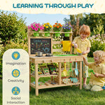 AIYAPLAY Wooden Kids Mud Kitchen With Kitchenware & Garden Tools