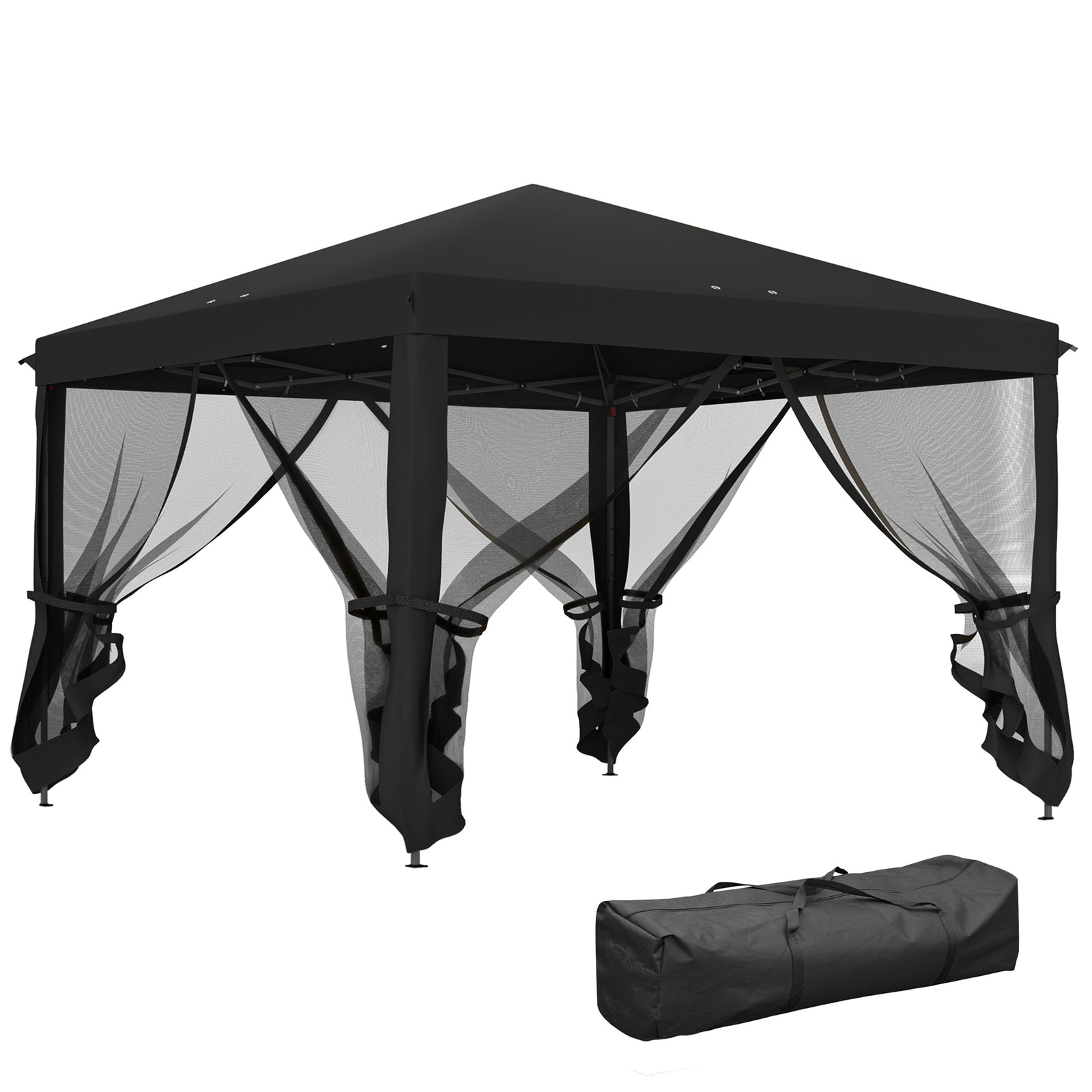 Heavy Duty Pop Up Gazebo With Removable Mesh Sidewall | Black