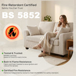 2 Seater Sofa, Corduroy Small Couch With Spring Cushion | Beige