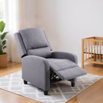Living and Home Modern Linen Recliner Chair – Push-back Single Sofa With 140° Recline & Footrest,grey