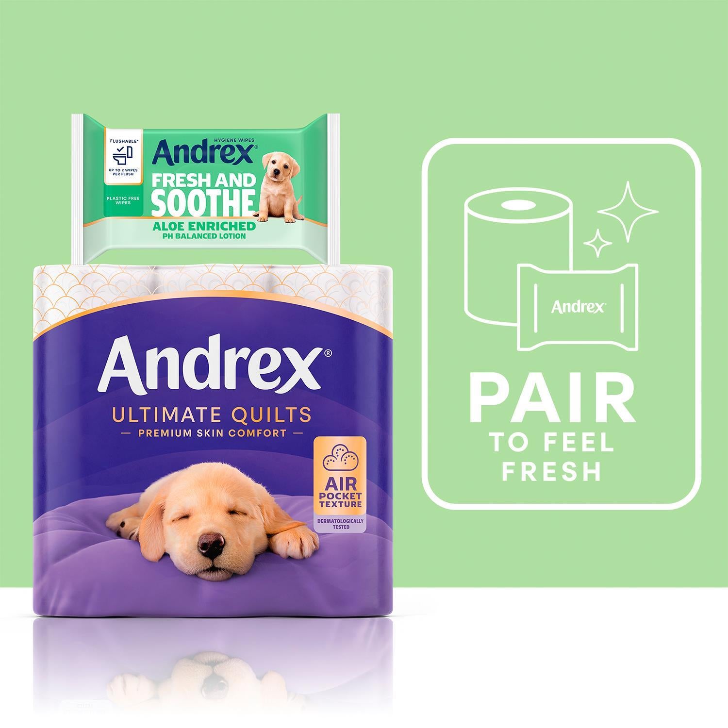 Andrex Gentle 2-ply Toilet Paper 24 Rolls + Ultra Care Washlets 12 Pack