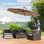 3 M Cantilever Parasol, Offset Umbrella With Cover And Wind Ropes | Khaki