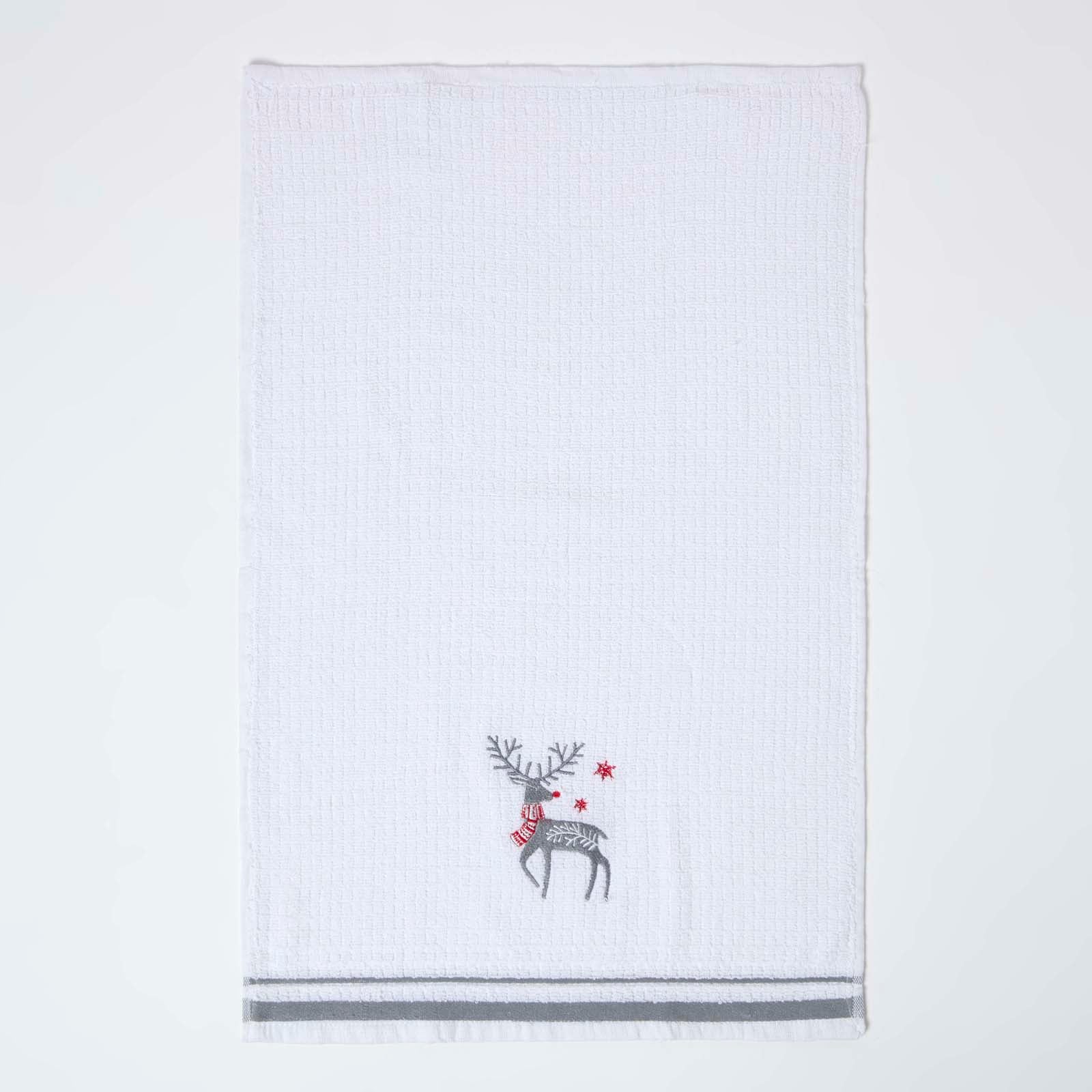 Terry Towelling Stag Christmas Tea Towel