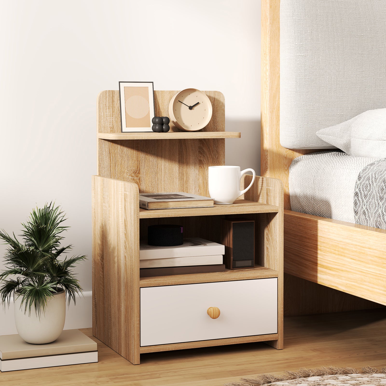 Bedside Table With Drawer For Bedroom, Living Room