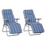 Set Of 2 Adjustable Sun Lounger Recliner Reclining Seat | Blue