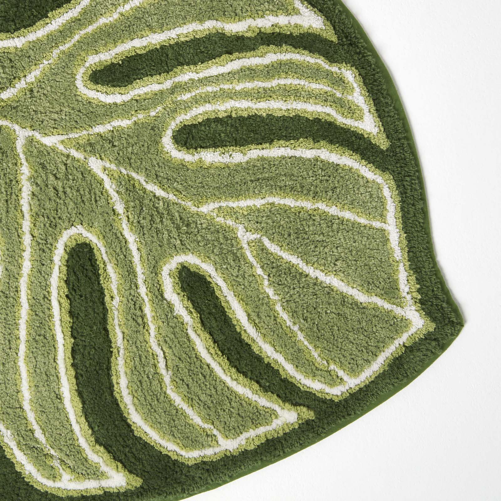 Green Leaf Bath Mat 100% Cotton, 65 X 80 Cm