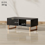Coffee Table, Living Room Table With Drawer And Open Shelves | Black