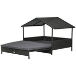 Pawhut Extendable Rattan Dog House W/ Water-resistant Roof, Cushion | Gray