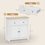 Sideboard Storage Cabinet With Adjustable Shelf, Drawer | White