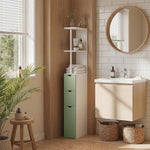 HOMCOM Freestanding Bathroom Storage Cabinet With 2-tier Shelf, Light Green