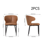 Breeins Set Of 2 Modern Pu Leather Dining Chairs With Metal Legs