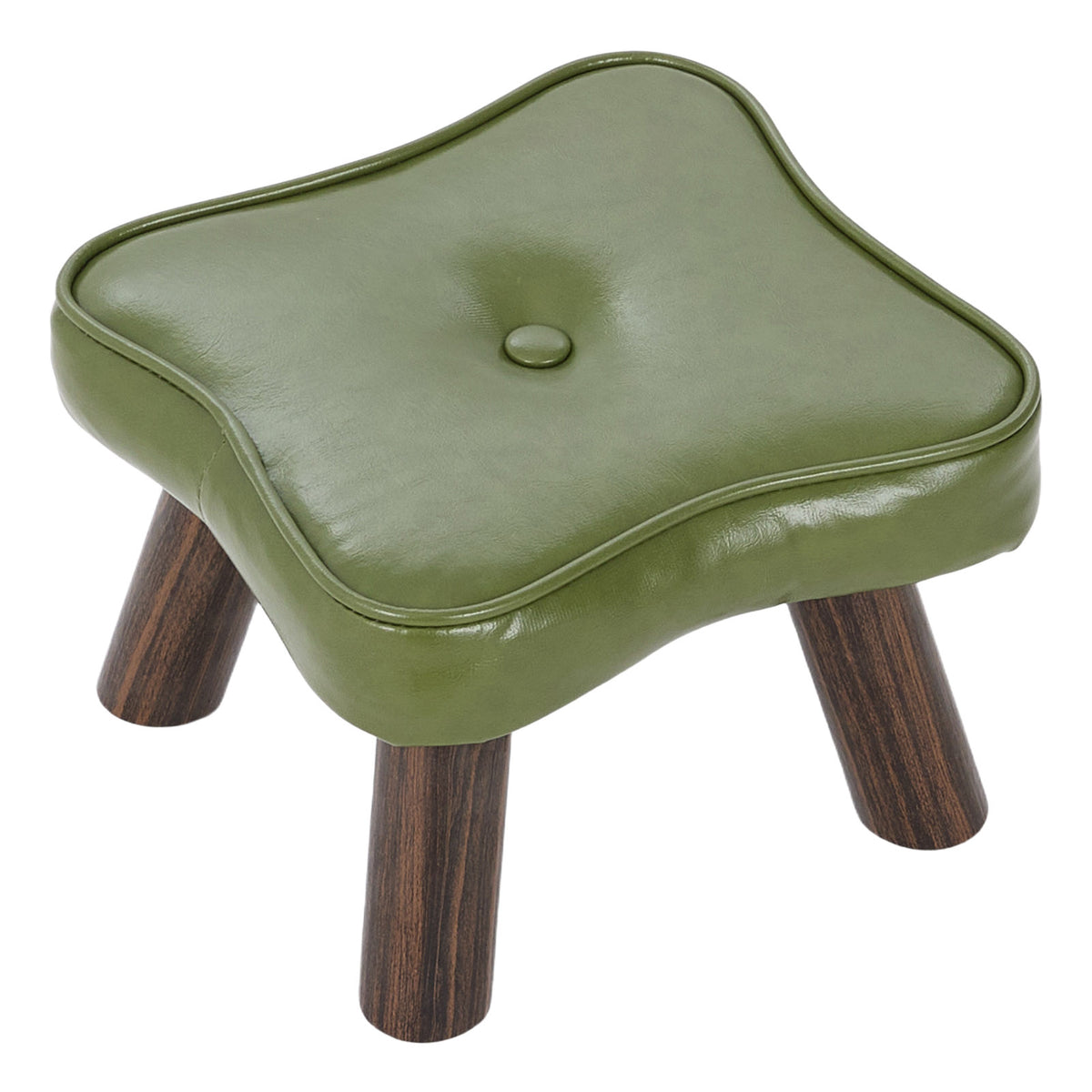 Pu Upholstered Footstool With Wooden Legs