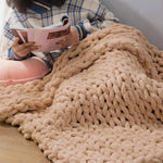 Stretchable Chunky Knit Handwoven Chenille Throw Blanket