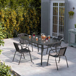 5 Pieces Garden Dining Set Tempered Glass Outdoor Coffee Table And Rattan Chairs Set