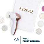 7 In 1 Skin Cleanser Rose Gold Electric Facial Brush With Attachments