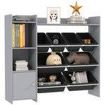 Toy Storage Unit With 8 Removable Bins, Storage Shelves, Cabinet | Grey