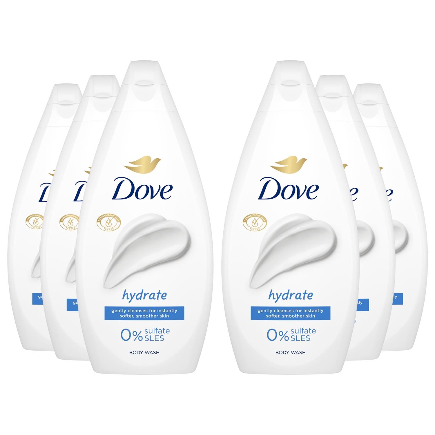 Hydrate Body Wash 0% Sulfate Sles For Softer & Smoother Skin 450ml, 6 Pack