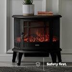 Electric Fireplace Heater Black With Thermostat And Safety Cut Off