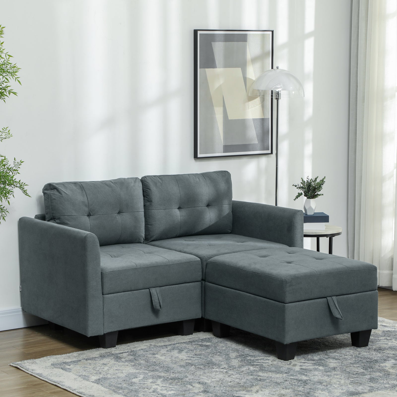 Convertible Modular Sectional Sofa With Storage Wood Frame | Medium | Dark Gray