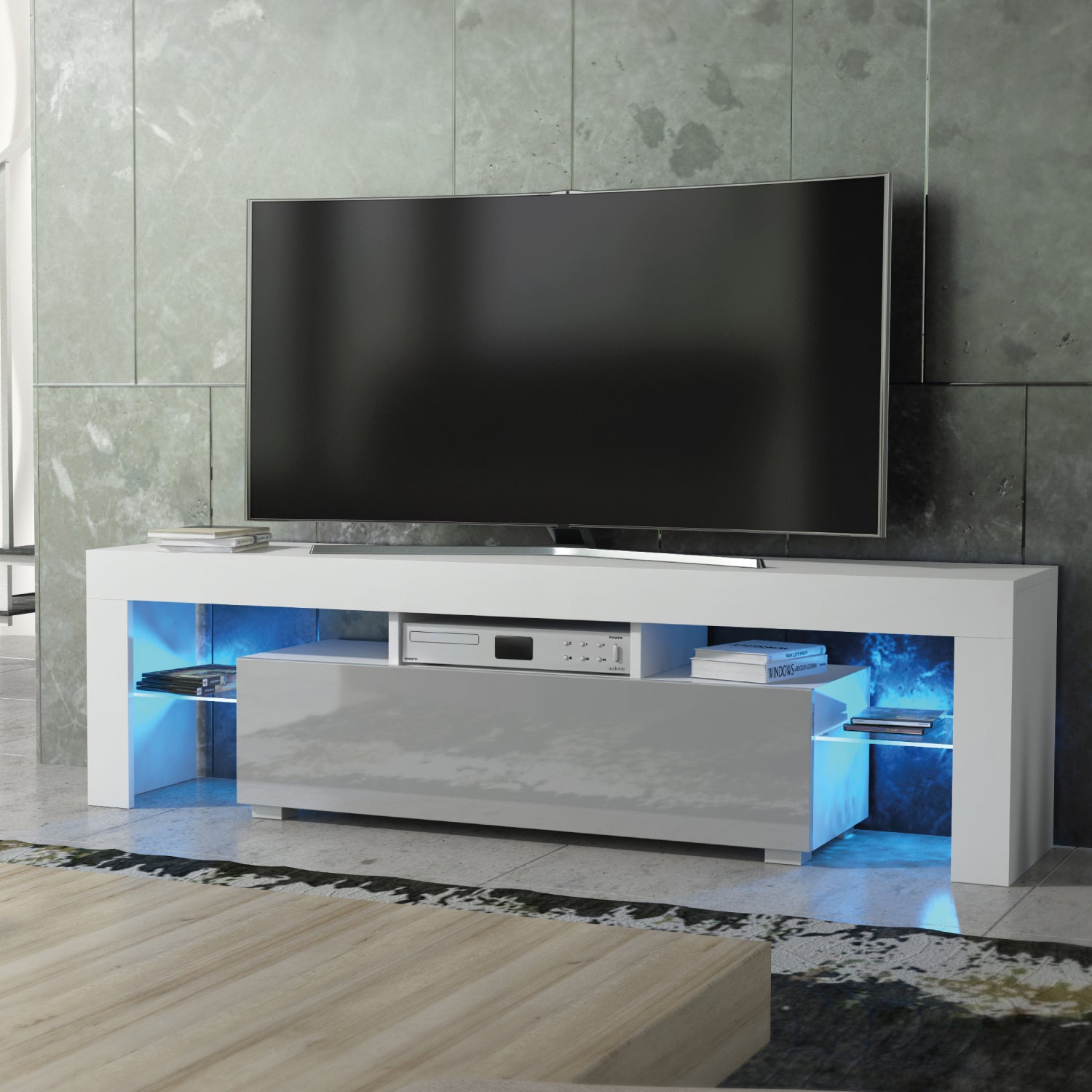 Aria Tv Unit 160cm With Led Lights | Grey