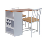 2 Seater Bistro Dining Set with Wine Rack White Cushioned Seat