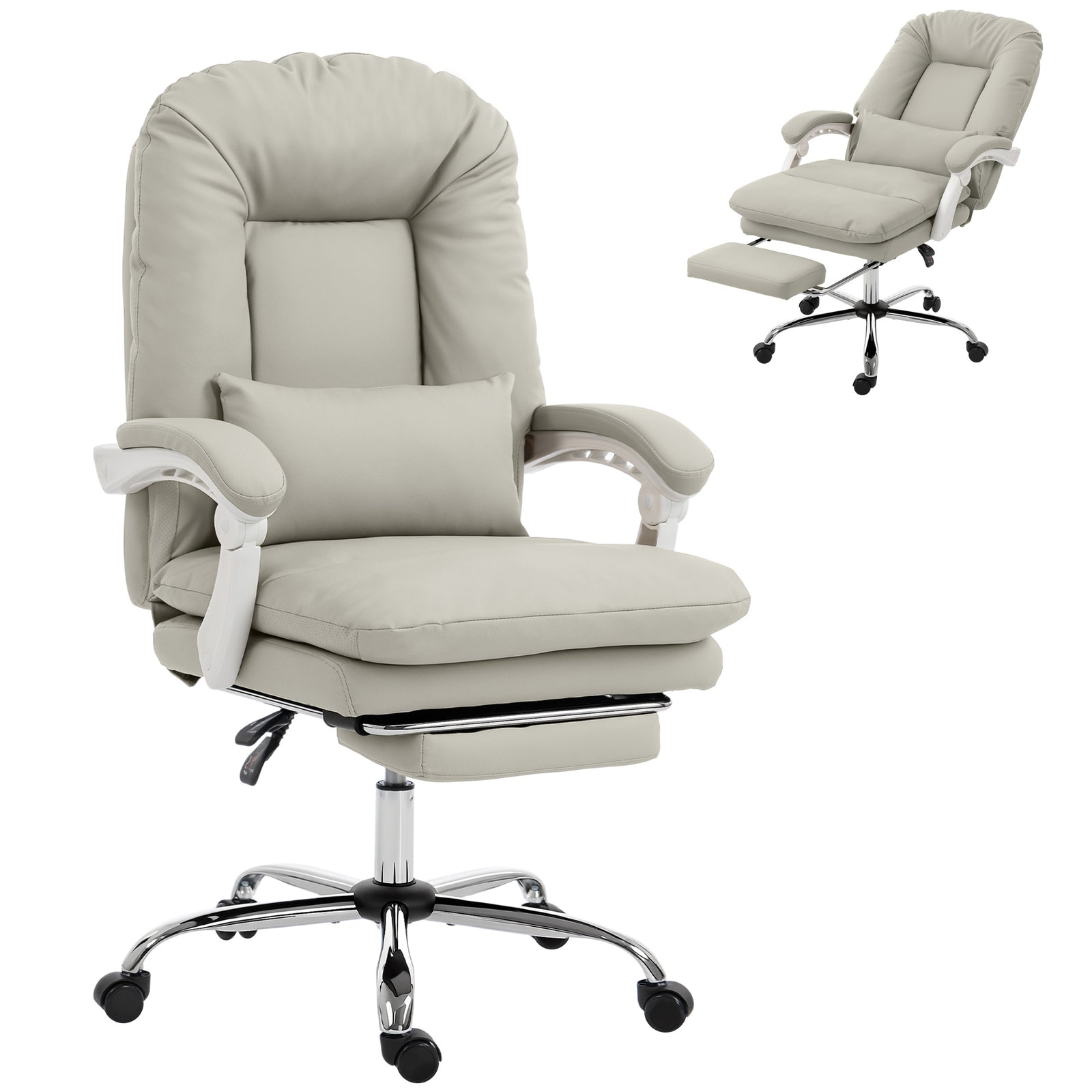 Reclining Office Chair, Desk Chair With Lumbar Support | Khaki